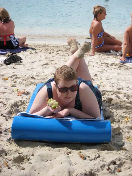 Oasis of the Seas Pictures - Cassie relaxing at Magen's Bay Beach
